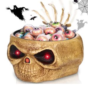 Halloween Candy Bowl Dish with Hand Spooky Decoration Props LED Eyes and Sound f…