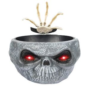 Halloween Candy Bowl Dish with Hand Spooky Decoration Props LED Eyes and Sound f…