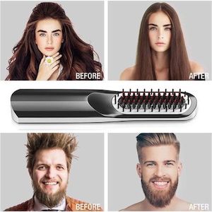 Homewares: 2-in-1 Cordless Hair and Beard Straightening Comb-USB powered