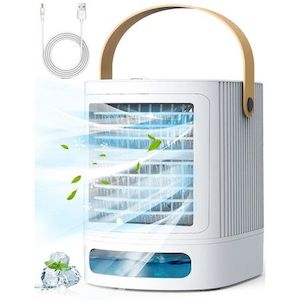 Homewares: Mini Evaporative Air Cooler/Conditioner with 3-Level Humidification, 3 Speeds, and 7-Color Night Light for Bedroom Room Office