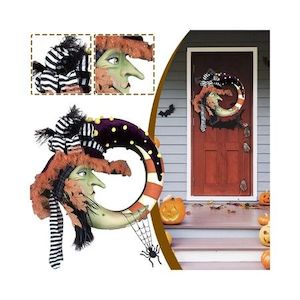 Homewares: Garland Halloween Decoration Halloween Pmupkin Door Hanging Wreath House Decoration(1 Pack)