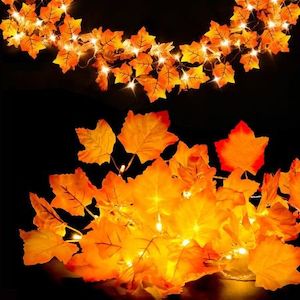 Fall Decor Lighted Fall Garland,Total 16.4ft 40 LED Thanksgiving Decor Halloween…