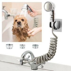 Homewares: Sink Faucet Sprayer Attachment for Hair and Pet Rinser Showerhead with Stop Water-Saving Function