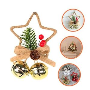 Pentagram Bell Xmas Mini Bow Window Bell Pendants Tree Ornament Christmas Bow De…