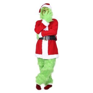 Homewares: Green Deluxe Monster Costume for Men 7PCS Adult Santa Suit Set Furry Christmas Santa Claus Outfit Size XXXL