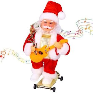 Electric Santa Claus Shaking Head Swing Feet Forward Singing Christmas Music Toy…