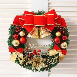 Homewares: 40cm Christmas Wreath Merry Christmas Front Door Ornament Wall Artificial Pine Garland