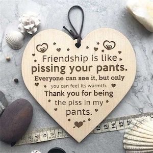 Garland with Lights Decorations Friendship Pissing Pants Funny Wooden Plaque Chr…