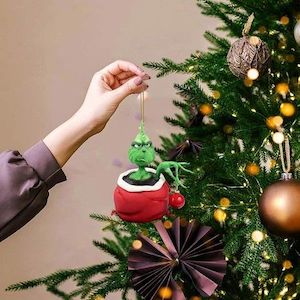 Homewares: 9pcs Acrylic Nightmare Before Christmas Tree Decorations Green Grinches Christmas Hanging, 2D Flat Ornaments with Printing and Car Interior