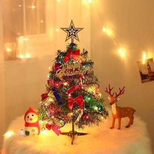 Homewares: 50cm Artificial Christmas Tree, Mini Christmas Tree with Fairy Lights and Decorations