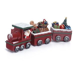 Christmas Decorations Train Ornaments Red Holiday Decor with Santa Resin Christm…