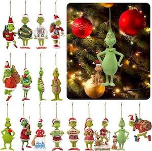 19pcs Acrylic Nightmare Before Christmas Tree Decorations Green Grinches Christm…