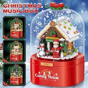 Christmas Music Box Toy DIY Model Building Block Christmas House With LED Light …