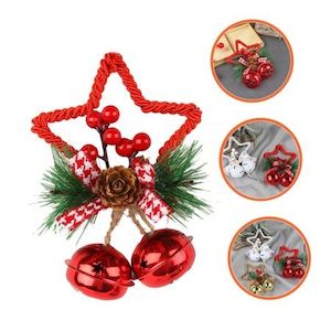 Pentagram Bell Xmas Mini Bow Window Bell Pendants Tree Ornament Christmas Bow De…