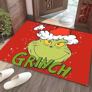 Christmas Grinch Doormat Non-Slip Washable Winter Mats Dotted Plastic Back Mats …