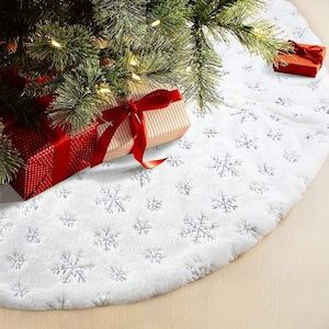 48 Inches Christmas Tree Skirt for Xmas Tree Holiday Party Decoration White Plus…