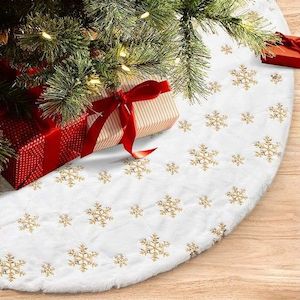 48 Inches Christmas Tree Skirt for Xmas Tree Holiday Party Decoration White Plus…