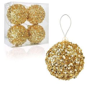 Homewares: 3.2 Inch Christmas Ball Ornaments Set of 4 Shatterproof Christmas Tree Decorations for Christmas Trees Wedding Party Holiday Table Decoration for Small Trees (Gold)