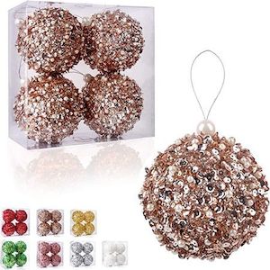 3.2 Inch Christmas Ball Ornaments Set of 4 Shatterproof Christmas Tree Decoratio…