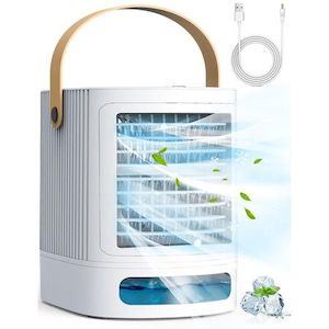 Homewares: Mini Air Conditioner,Evaporative Air Cooler w/3-Level Humidify & 3 Speeds,7-Color Night Light,USB Powered Desk Portable Air Conditioners,Small Air Conditioner