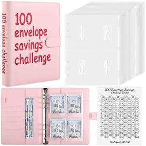 100 Envelopes Challenge Binder,A5 Money Saving Budget Binder with Cash Envelopes…