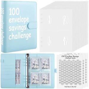 100 Envelopes Challenge Binder,A5 Money Saving Budget Binder with Cash Envelopes…