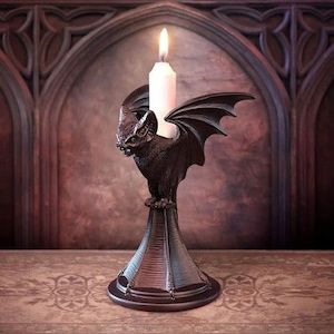 Halloween Gothic Figurine Holder Black Resin Candle Holder Stand, Occult Dark Go…