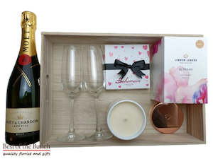 Gift Box Congratulations For Two With Matching Chocolates & Champagne