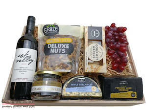 Internet only: Gift Box New Zealand Cheese Board Triple Cream Blue Cheese & Firm Aged Cheddar Cheeses & Wine Sharing Platter