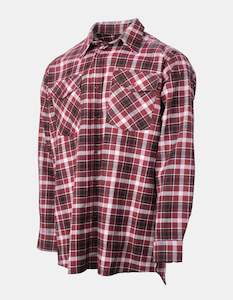 Brushed Cotton Shirt Open Front Red