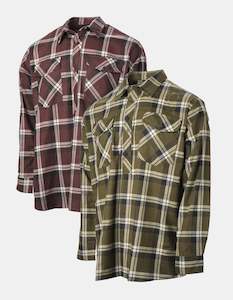 Brushed Cotton Shirt Twin Pack Red/Olive