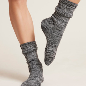 Boody Womens Chunky Bed Sock Black Marl Size 3-9