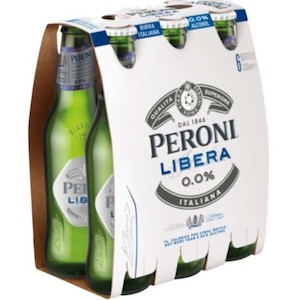 Internet only: Peroni Libera 0.0% Alcohol 6 Pack Bottles Bevee Alcohol Delivery