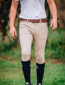 MEN'S PLEAT FRONT BAMBOO BREECH IN BEIGE