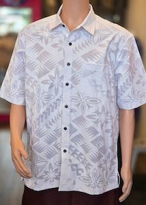 Men's Mix Print White Short Sleeve Shirt