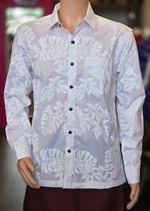 Men's Monstera White Long Sleeve Shirt