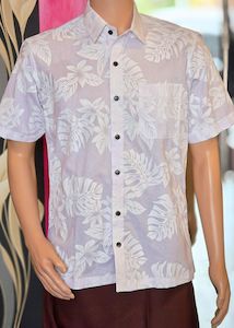 Clothing: Men's Monstera White Short Sleeve Shirt