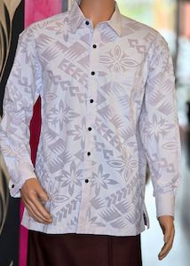 Clothing: Men's Mix Print White Long Sleeve Shirt