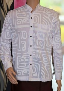 Clothing: Men's Chinese Collar White Long Sleeve Shirt