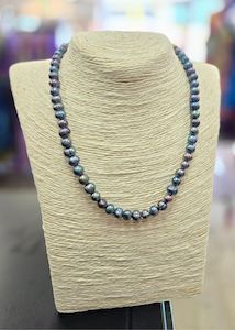 Clothing: Single Strand Medium Black Freshwater Pearls