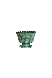 moroccan green zigzag pedestal bowl - small