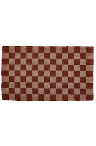 Checkers Terracotta Door Mat