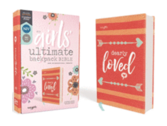 Internet only: NIV Girls' Ultimate Backpack Bible, Faithgirlz Edition, Compact, Flexcover, Coral, Red Letter Comfort Print