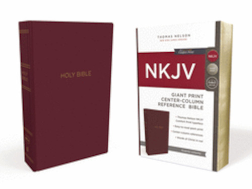 NKJV Reference Bible, Center-Column Giant Print, Leather-Look Burgundy