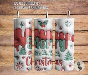 20 Oz Tumbler – 3d Merry Christmas