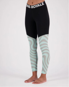 Snow Accessories: Mons Cascase Merino Flex Legging - Womens - Blazing Mint/Black