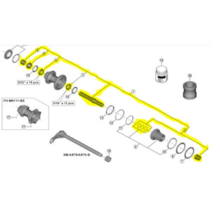 Chains: FH-M9111 COMPLETE HUB AXLE 148MM