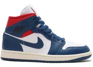 Jordan 1 Mid French Blue Gym Red (Women's)