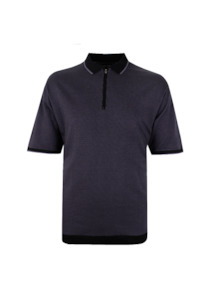 Kam Pattern Zip Collar Polo