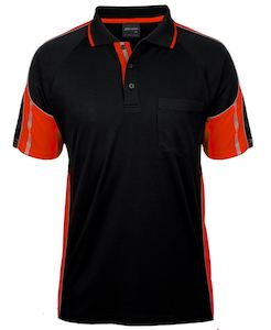 JB's S/S STREET PANEL POLO BLACK/ORANGE